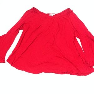 New Women's Red Long Bell Sleeve Top Size 3X